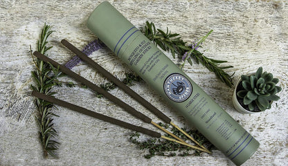 Nantucket Spider Mosquito Repellent Sticks 14 Pack and Holder | Repels Mosquitoes & Flies | Slate Block Holder | Outdoor Garden Natural Essential Oil Incense | Woodland Scent