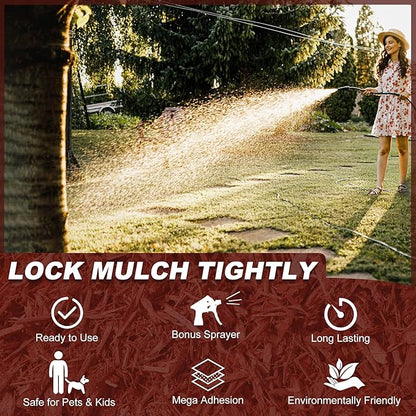 Mulch Glue - 64oz / 0.5 Gallon Landscape Adhesive Gravel Binder Glue with Applicator for Landscaping Concentrate Covers, Garden - Ready to Use Non Toxic Mulch Stabilizer for Pea Gravel, Stones, Bark
