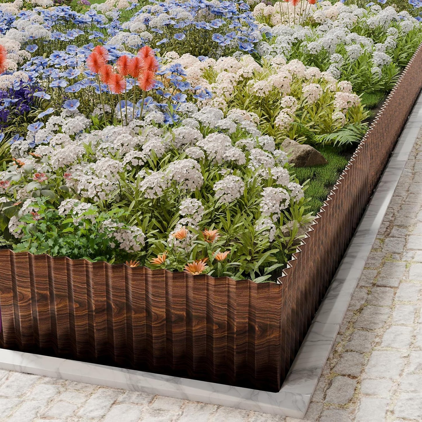 SnugNiture Corrugated Metal Garden Edging,8" x 20' Landscape Edging Border,Sturdy Metal Lawn Edging for Landscaping, Garden,Flower Bed and Yard