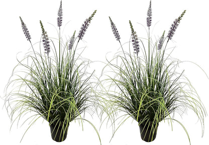 Artificial Lavender Plant 35in (2 Pack) - Tall Faux Indoor Home Decorative Plants & Flowers in Pot, Fake House Plant