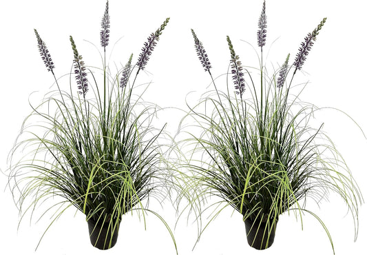 Artificial Lavender Plant 35in (2 Pack) - Tall Faux Indoor Home Decorative Plants & Flowers in Pot