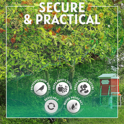 6-1/2 x 33 ft. Green Gentle Garden Netting/Row Cover/Screen | Protect Secure to Keep Away Birds and Rodents from Fruit, Vegetable, Flowers and Sensitive Plants, While Allowing Water and air in