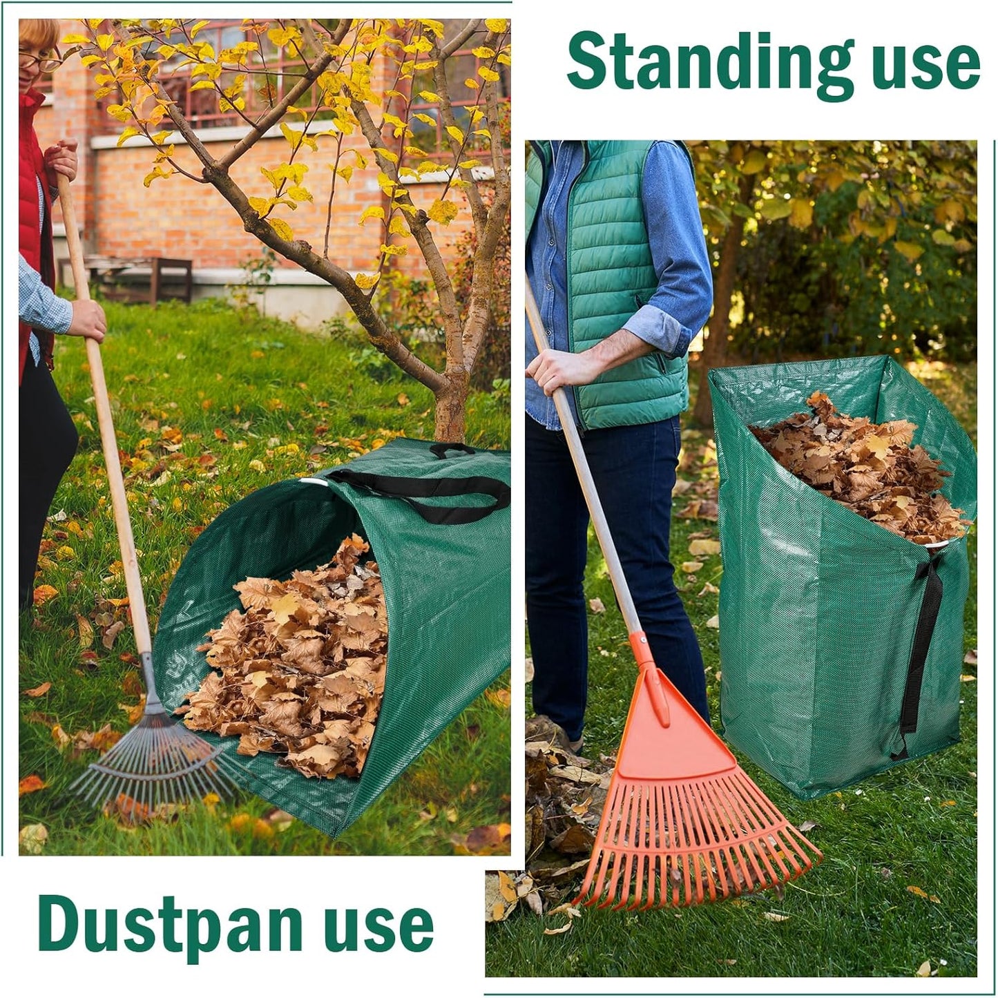 60 Gallon Leaf Collector,Collapsible Lawn & Leaf Bag,Heavy Leaves Pick up Tool Reusable Yard Waste Bags,Large Yard Dustpan Type Garden Bag for Leaves,Debris,Grass,Clippings,Lawn Trash