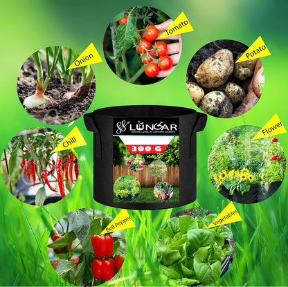 Plant Grow Bags 10 Gallon 5 Packs Planter Pot, Thickest Aeration 300G Non-Woven Fabric, Reinforced Handles for Weatherproof Nursery Pot, Enhanced Double Seam