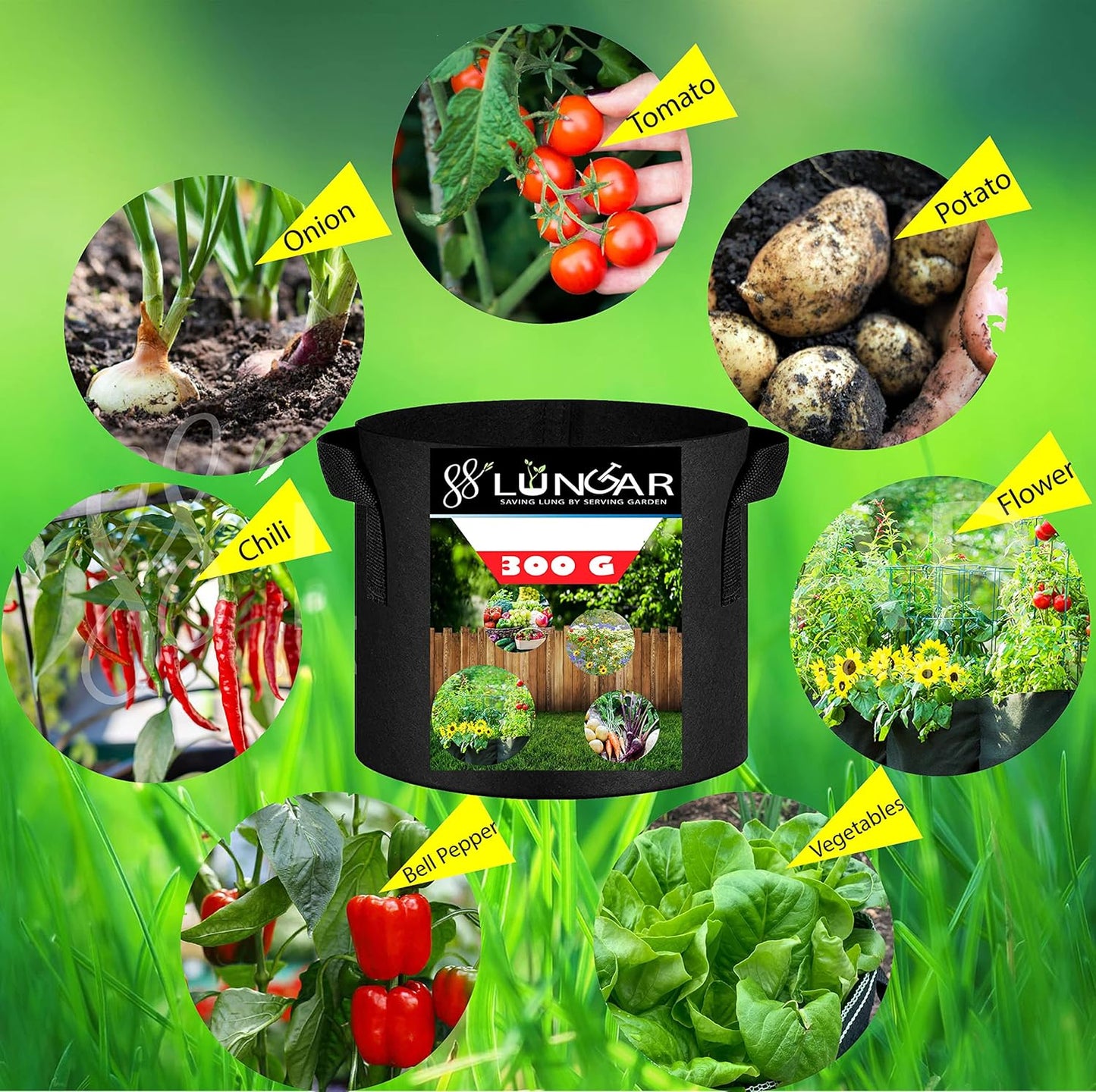 Plant Grow Bags - 7 Gallon 10 Packs Planter Pot, Thickest Aeration 300G Non-Woven Fabric, Reinforced Handles for Weatherproof Nursery Pot, Enhanced Double Seam