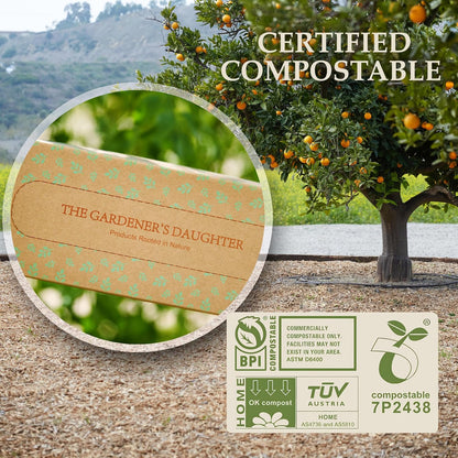 Limited Edition Fall Maple Leaf – Compostable Trash Bags by The Gardener's Daughter, 13 Gallon, 30 Count, White, Extra Strength, Drawstring Kitchen Waste Bag – BPI & TUV Certified