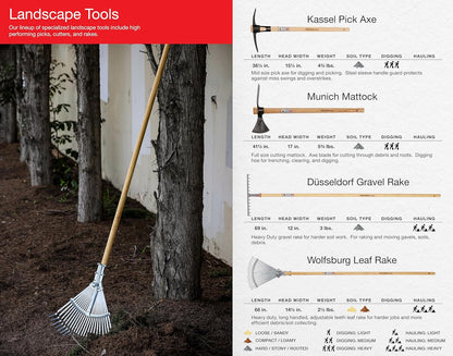 IDEALSPATEN - Made in Germany Since 1899 - Munich Mattock Professional Landscape Mattock for Cutting and Farming 6.75lb - 41.5lb (Munich)#IS420