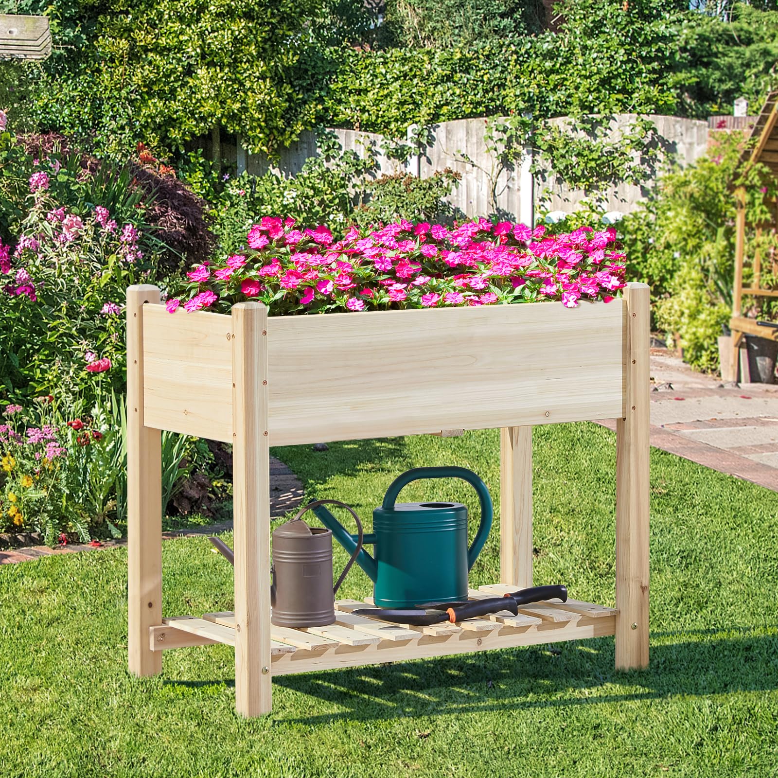 Yaheetech 34" Raised Garden Bed with Legs, Wooden Planter Box, 1Pcs