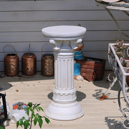 Decorative Roman Column Pedestal, MGO Cement with Fiber, Classical Garden Pillar, Indoor Outdoor Decor,Wrap Foam Safely Delivered from Local Warehouse (White, 21.9IN)