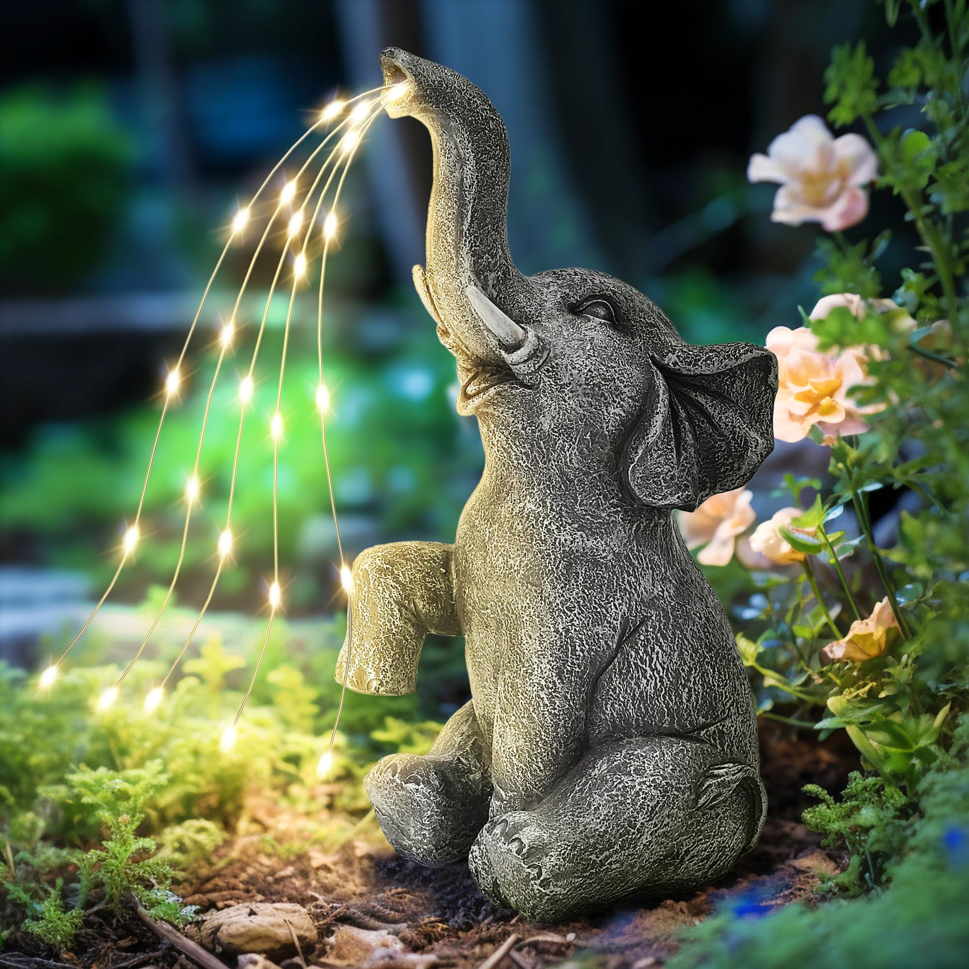 GIGALUMI Elephant Statue Solar Garden Yard Decor Outdoor Gifts for Women
