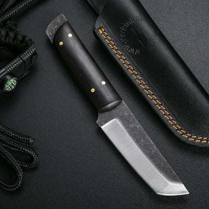 Perkin Handmade Fixed Blade Hunting Knives with Sheath-Full Tang Bushcraft Fixed-Blade Tanto Knives for Outdoor, Camping, Survival Tactical, Fighting, Hiking, Skinning, Hunter-Unisex Adults