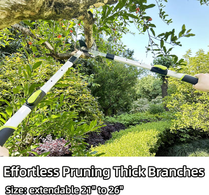 Loppers for Tree Trimming Heavy Duty Branch Cutter with Compound Action, Effortless Tree Pruner Extendable 21-26" Loppers for Gardening, Long Handle Pruning Shears with 1.6" Clean Cut Capacity