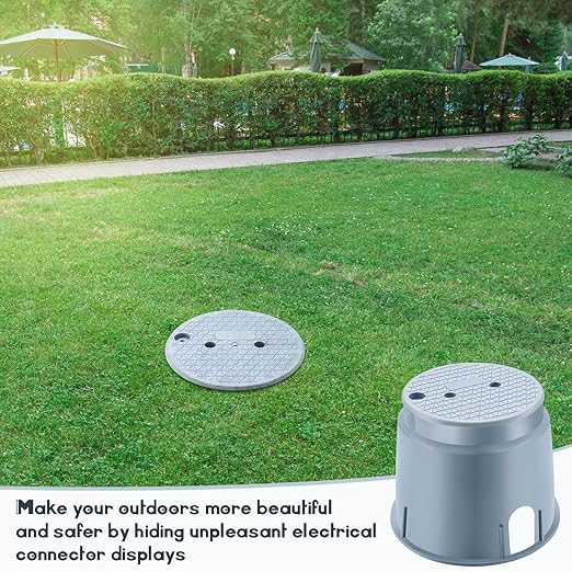 Tandefio 2 Pcs 910 Electrical Splice Box 10 Inch Diameter Underground Electrical Junction Box Inground Electrical Box for Outdoor Electrical Wiring Splices (Gray)