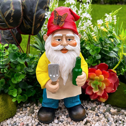 Mood Lab Garden Gnome - BBQ Chef Gnome - 9.45 Inch Tall Statue Lawn Garden Figurine - for Outdoor & House Decor