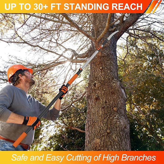 36FT Pole Saw, Telescoping Tree Trimmer with 5-20FT Extension Pole, Manual Branches Pruner for Backyard, Orange