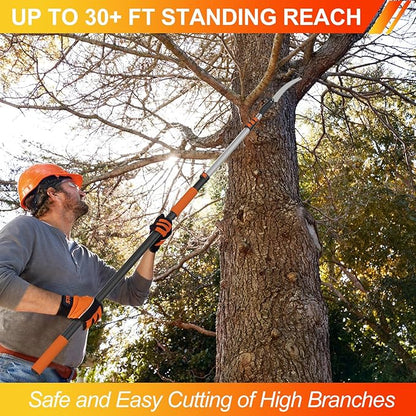 36FT Pole Saw, Telescoping Tree Trimmer with 5-20FT Extension Pole, Manual Branches Pruner for Backyard, Orange