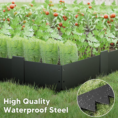 Landscape Edging Heavy Duty Iron for Long-Lasting, 9-Pack Pre-Rusted, 15.7" L x 6" H Each (11.8 ft Total), No-Dig Hammer, Edging Border w/ 10 Clips, Edge for Lawn Yard