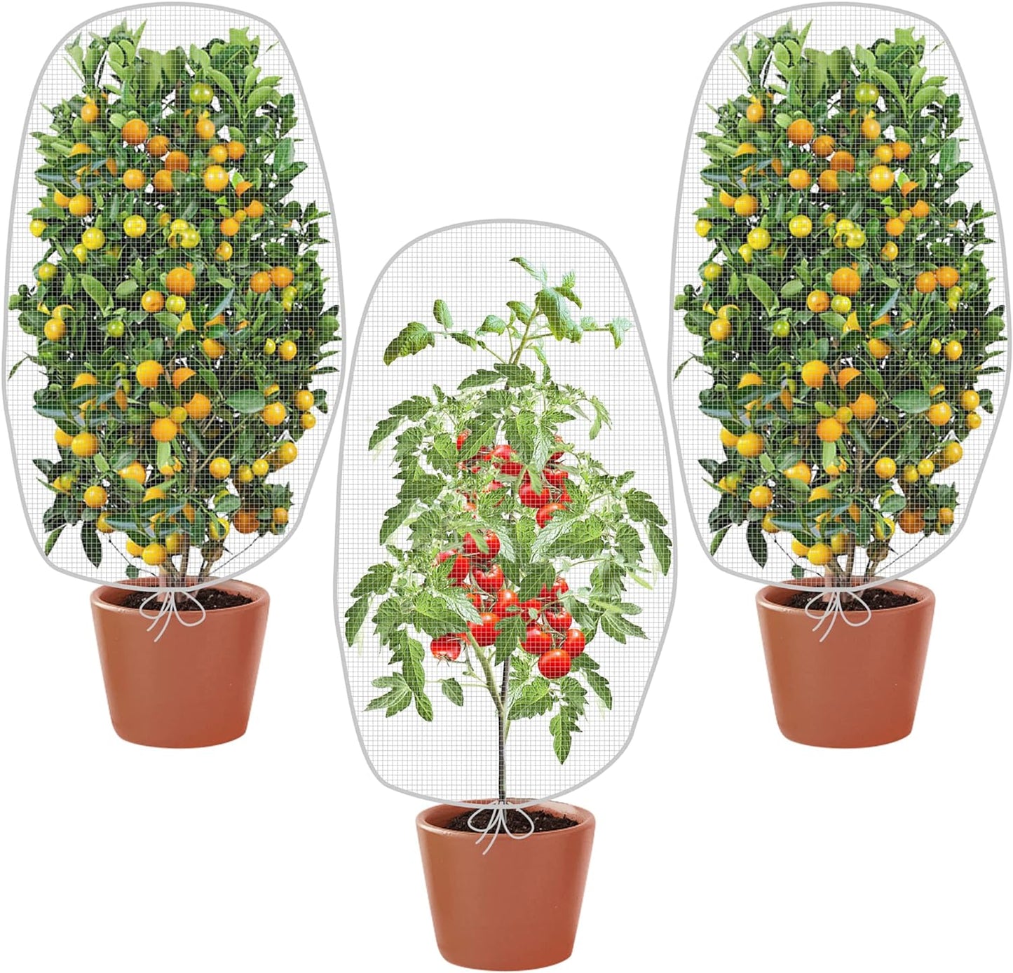Alpurple 3 PCS Insect Bird Barrier Netting Mesh with Drawstring- 3.2 x 2.6 Feet Fruit Tree Net-Garden Netting Plant Cover for Protect Plant Fruits Flower from Insect Bird Eating