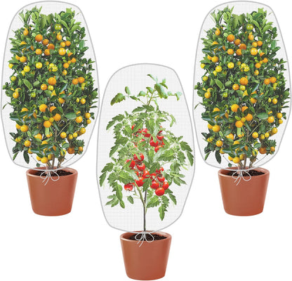 Alpurple 3 PCS Insect Bird Barrier Netting Mesh with Drawstring- 3.2 x 2.6 Feet Fruit Tree Net-Garden Netting Plant Cover for Protect Plant Fruits Flower from Insect Bird Eating