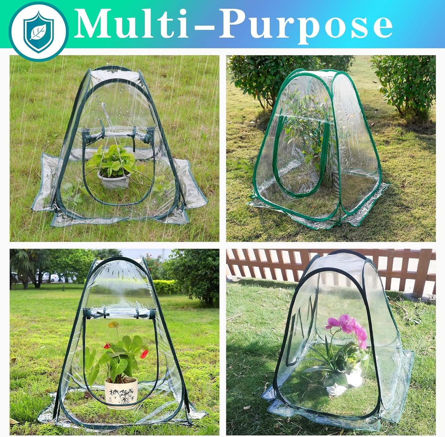 Pop Up Greenhouse Cover Transparent PVC Mini Greenhouse Outdoor with 4 Fixed Nails, Clear Portable Backyard Gardening Sunshine Tent for Cold Frost Protector Gardening Plants