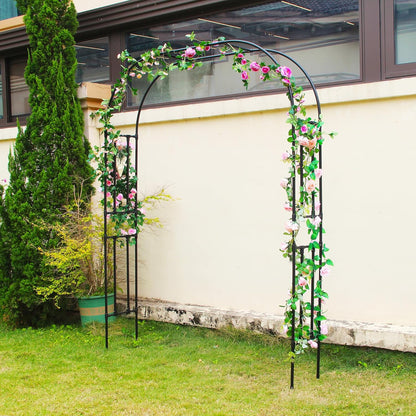 7.9 Ft H x 5.9 Ft W Garden Arch for Climbing Vines Lightweight Metal+PE Coated Arbor Archway Trellis Flower Frame Plants Vine Frame Rose Support Outdoor Easy to Assemble, Black