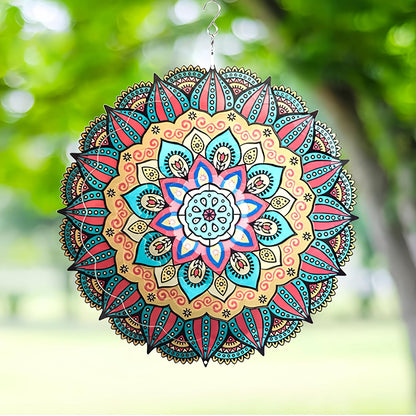 Wind Spinner Yard Art Garden Decor Mandala 3D Stainless Steel Metal Sculptures Kinetic Hanging Whirligigs Decorations Backyard Outside Indoor Outdoor Patio Ornaments Clearance Sun Catcher Windmill