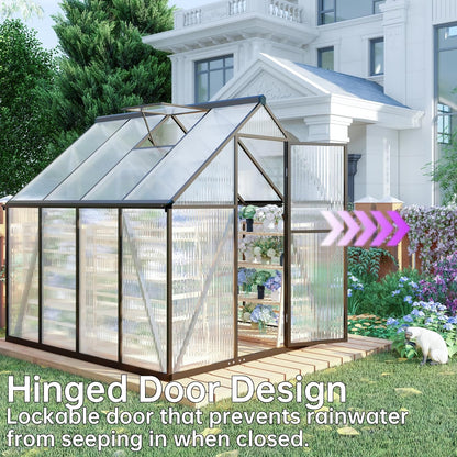 CQZY 6x8 FT Walk-in Greenhouse for Outside,Dark Gray