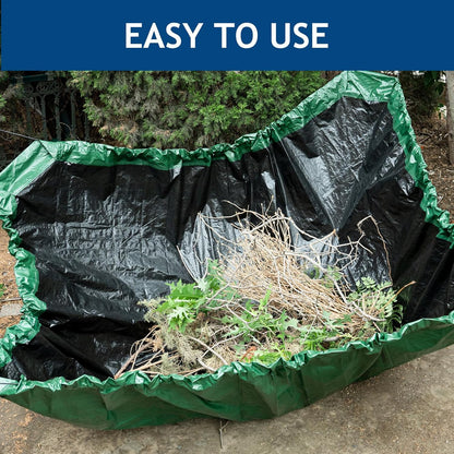 2 Pcs Leaf Tarp 9x9 Feet, Lawn Garden Leaf Tarp with 4 Drawstrings, Reusable Waterproof Poly Tarp Yard Waste Bags, All Purpose Protective Cover for Bikes, Furniture Cover, Tent Footprint