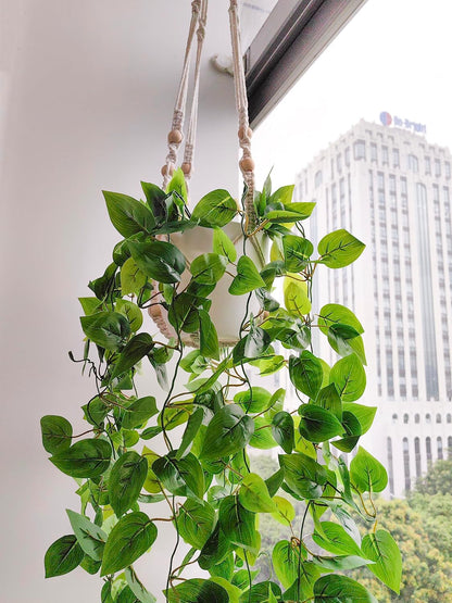 Fake Hanging Plants Artificial Plants for Home Decor Macrame Plant Hanger with Fake Vines Faux Hanging Planter Greenery for Wall Ceiling Bedroom Bathroom Kitchen Office Boho Decor Indoor
