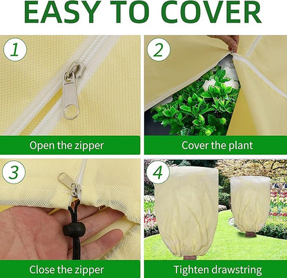 TCBWFY 95x80 Inch Huge Plant Covers Freeze Protection Frost Cloth for Outdoor Plants,2.82oz/yd² Thickened Winter Tree Covers with Zipper Drawstring,Frost Blanket from Wind,Pest and Animal