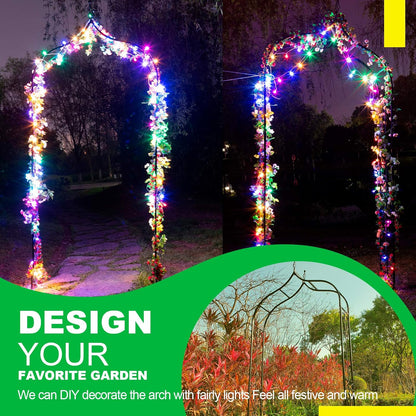 Garden Arch Trellis 14.2" L x 46.5" W x 98.4" H, Black Iron Arbor, Courtyard Arbor Trellis for Various Climbing Plants Rose, Outdoor Archway Wedding Ceremony Party