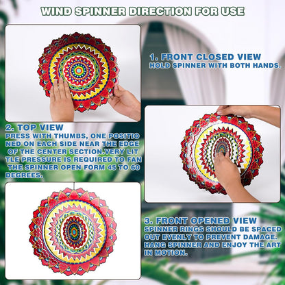 Garden Wind Spinners, 12 Inch 3D Stainless Steel Mandala Wind Spinner for Yard Garden Decoration Christmas Party Indoor and Outdoor Decoration