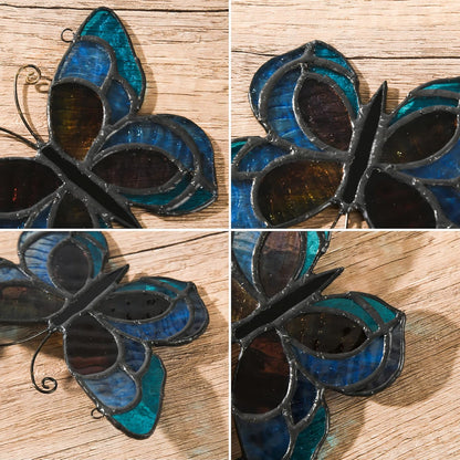 Blue Butterfly Suncatcher for Window Stained Glass Window Hanging Butterfly Gift for Mom, Women, Mother's Day