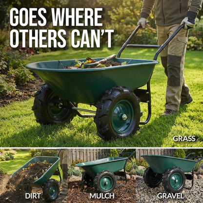 Best Choice Products Dual-Wheel Wheelbarrow Garden Cart - 500 lb Capacity, Extra-Large Wheels