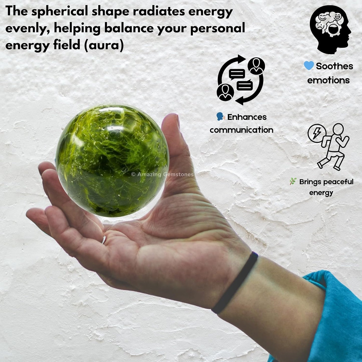 Amazing Gemstone Green Tourmaline in Matrix Crystal Ball with Stand - 2 Inches Crystal Sphere Meditation Balls for Witchcraft and Decorative Balls