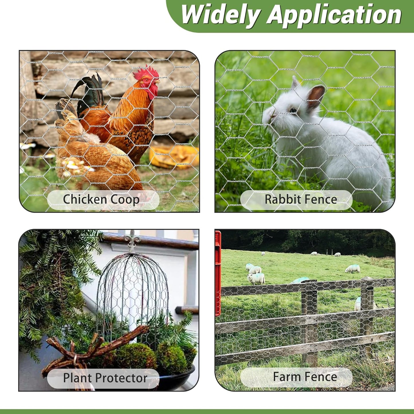 Chicken Wire Fencing Mesh, Galvanized Hexagonal Floral Chicken Wire, Outdoor Anti-Rust Chicken Wire Poultry Netting for Garden Fence (1 ft x 100 ft, Hot-Dipped)