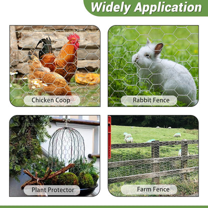 Chicken Wire Fencing Mesh, Galvanized Hexagonal Floral Chicken Wire, Outdoor Anti-Rust Chicken Wire Poultry Netting for Garden Fence (1.5 ft x 100 ft, Hot-Dipped)
