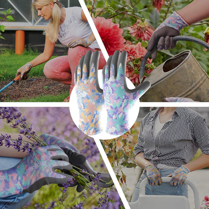 COOLJOB 6 Pairs Colorful Gardening Gloves for Women Ladies, Breathable Rubber Coated for Yard Garden, Outdoor Indoor Protective Work, Small Size, Varied Colors