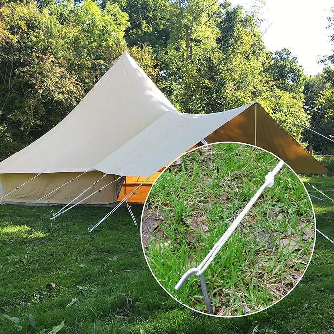 AAGUT Tent Stakes Heavy Duty Metal 9 Inch, 50 Pack Rust-Resistant Galvanized Steel Camping Stake Garden Edging Fence Hooks Yard Tent Pegs for Inflatable, Tarp, Outdoor Christmas Decorations (KIT)