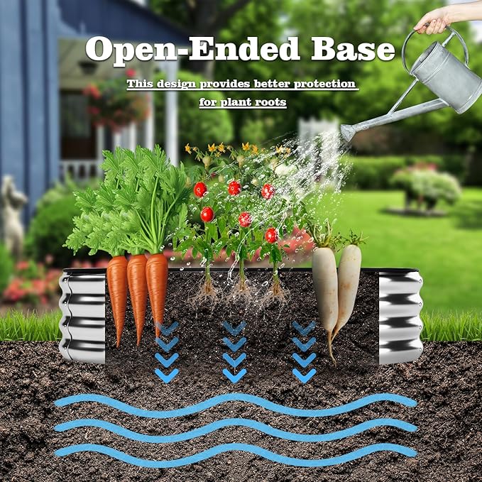 Metal Planter Garden Flower Bed Raised Beds for Gardening Galvanized 4x2x1ft Galvanized Garden Bed