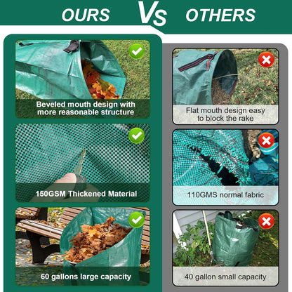 60 Gallon Leaf Collector,Collapsible Lawn & Leaf Bag,Heavy Leaves Pick up Tool Reusable Yard Waste Bags,Large Yard Dustpan Type Garden Bag for Leaves,Debris,Grass,Clippings,Lawn Trash
