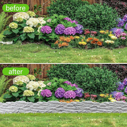 20Pcs Garden Edging Border, 21Ft Marbled Design Garden Landscape Edging Borders with 20 Pcs Stakes, Plastic Garden Fence Lawn Edging Border for Flower Bed, Yard, Patio, and Pathway Landscaping