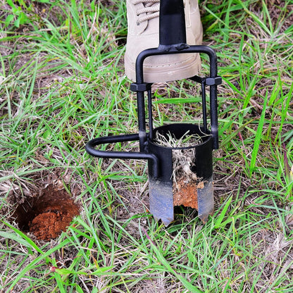 Sod Plugger, Bulb Planter with Long Handle and Serrated Base Garden Tool, Bulb Transplanter Also Grass Plug Tool for Digging Holes to Plant Tulips, Iris, Daffodils