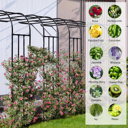 Half Sided Garden Arch, 47.24’’x94.5’’ Arbor Trellis, Garden Arch Trellis for Climbing Plants Outdoor, Arbor for Flower, Climbing Vine Vegetable, Fruit, Home Yard and Lawn(Black)