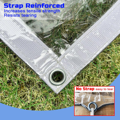Clear Tarp 7 x 9FT, 20 Mil Clear Vinyl Tarp, Small Cover Plastic Sheeting with Grommets, Double-Stitched Reinforced Edges, Heavy Duty Tarps Waterproof and Tearproof
