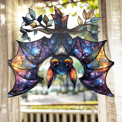 Galaxy Bat Hanging Suncatcher Faux Stained Hummingbirds and Flowers for Women Elegant Home Wall Decor Sun Catchers Indoor Windown Suncatchers Windows Garden