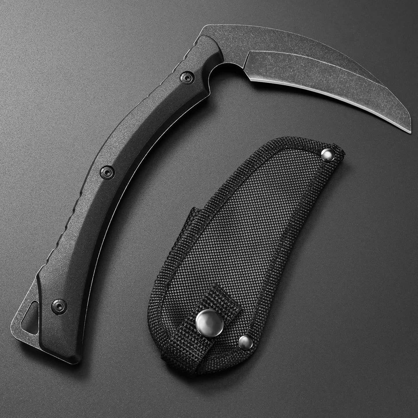 C1398 Camping Axes Billhook Sickle Machete Knife Brush Clearing Sickle Machetes D2 Steel Blade G10 Handle Hatchet for Outdoor Activities,Yard Work, Small Grass Sickle Machete,Harvest Knife