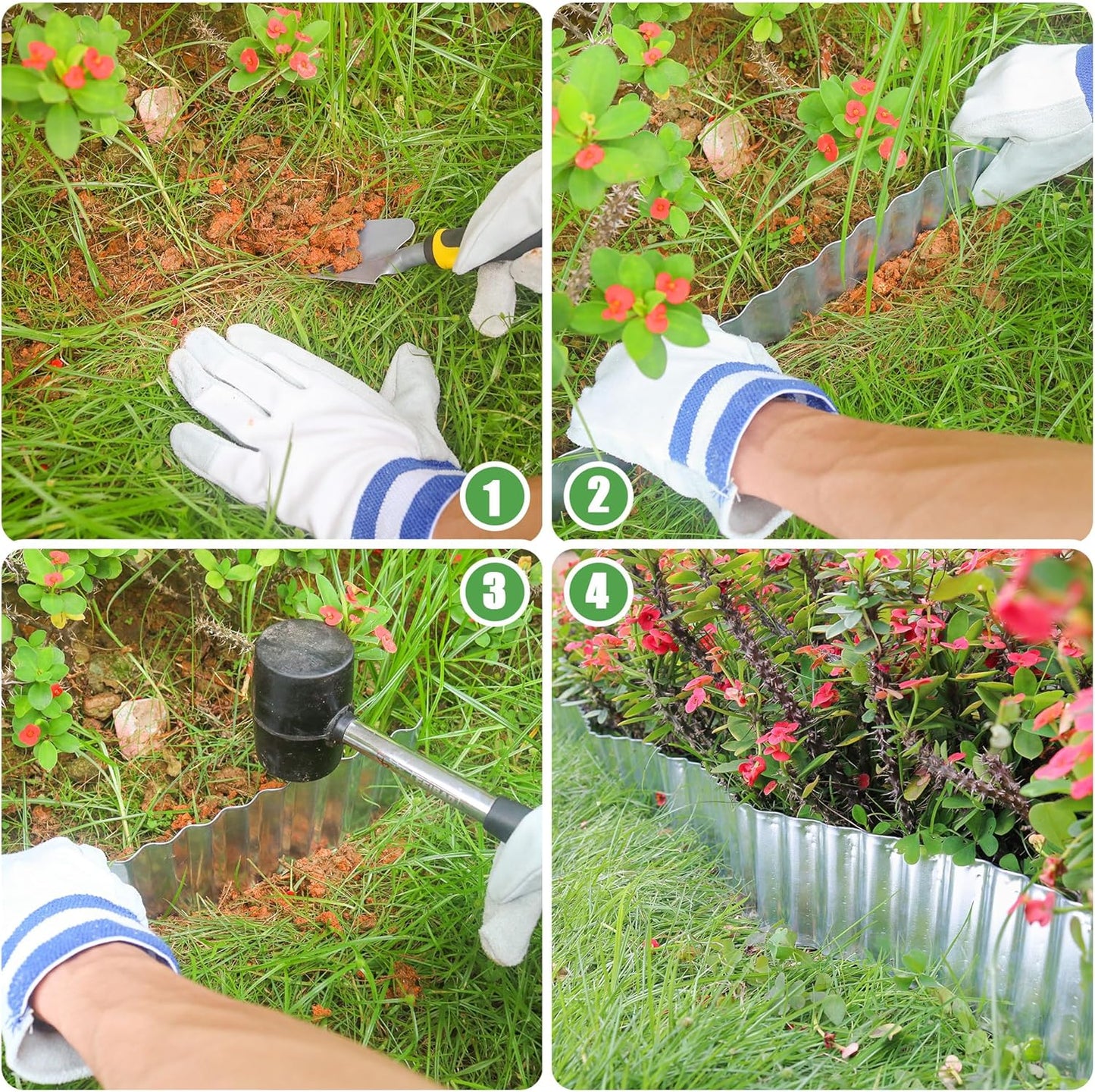 Metal Corrugated Garden Edging, 6" x 50Ft Landscape Edging Border for Garden and Flower Bed, Garden Edging Border for Landscaping, Lawn and Yard, Silvery