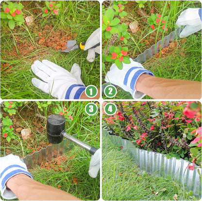 Metal Corrugated Garden Edging, 6" x 50Ft Landscape Edging Border for Garden and Flower Bed, Garden Edging Border for Landscaping, Lawn and Yard, Silvery