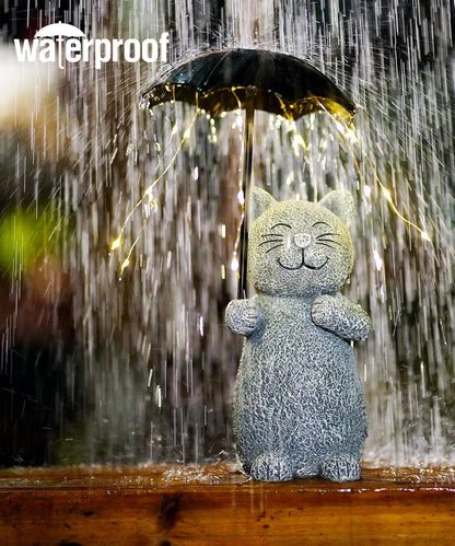 Qeeman Cat Garden Statue Outdoor: Outside Decor Yard Patio Balcony Landscaping Lawn Figurine Ornaments - Birthday Gifts for Mom Grandma Women Dad Lover Sister